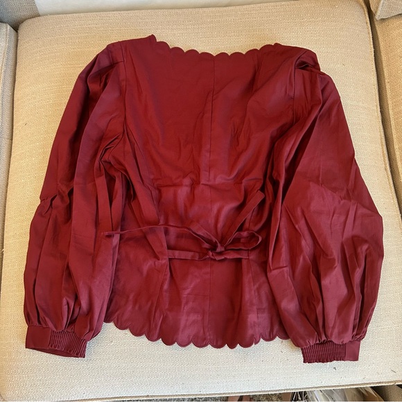 Reformaiton Elianna Top - Chianti Burgundy Red Wine Cotton Blouse French Holiday - Picture 5 of 12